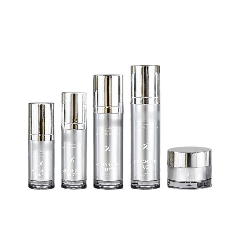 30ml 50ml 100ml 120ml premium double wall petg lotion bottle with eletroplating silver cap