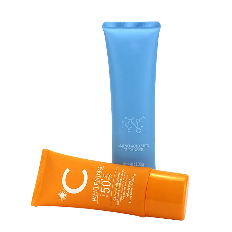 High-end Blue Orange Plastic Skin Care Packaging Sunscreen Tube