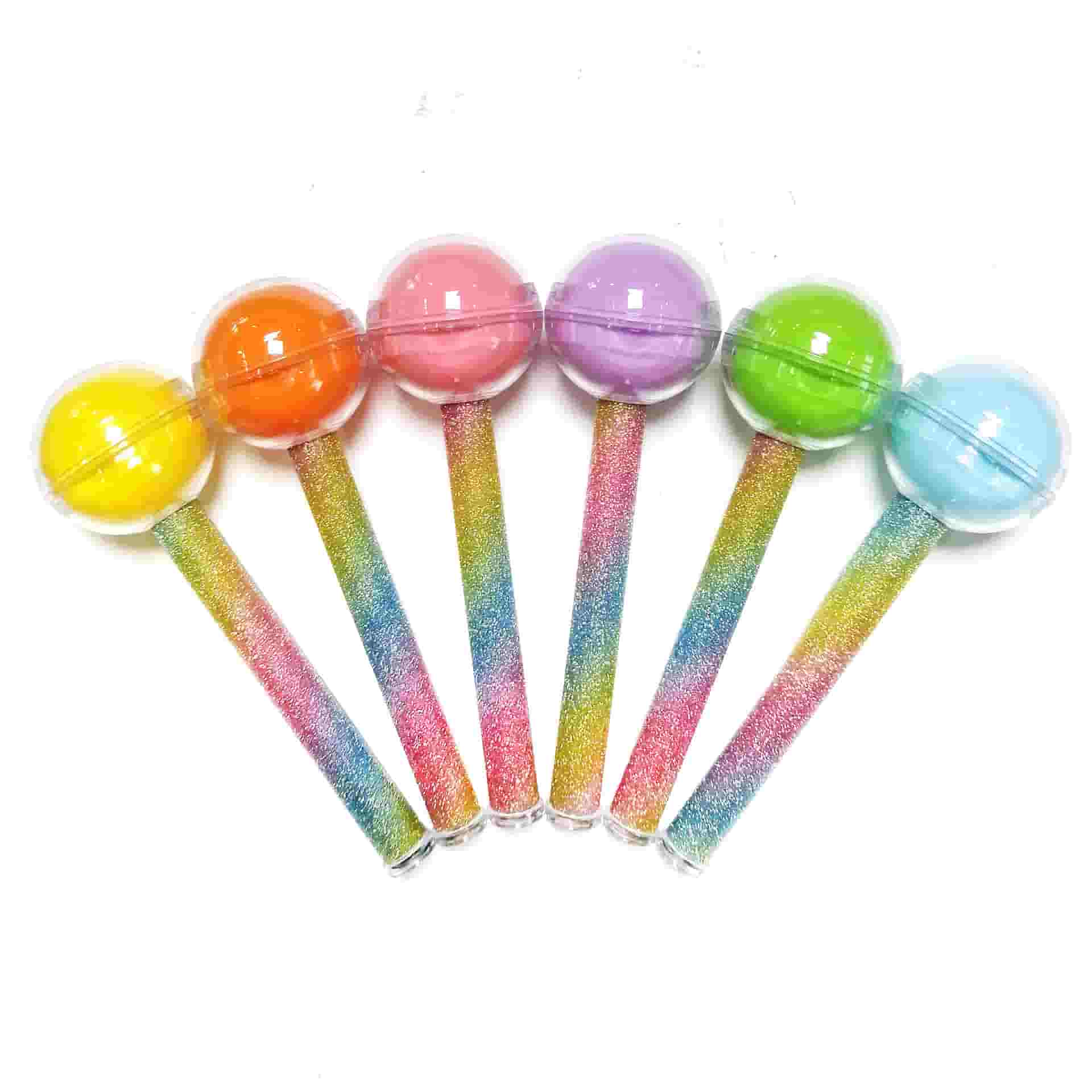 High quality 6g+2.6ml multi-color plastic lollipop lip gloss tube