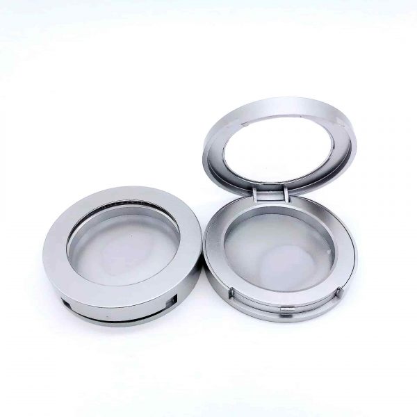 High quality round silver ABS blush or foundation cosmetic container