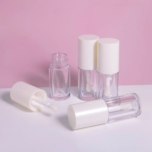 In Stock 4ml White Plastic Small Spoon Brush Lip Gloss Empty Tube