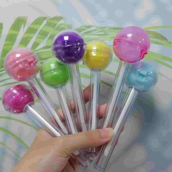Wholesale 6g+2.6ml colorful plastic lollipop lip glaze tube lipstick tube