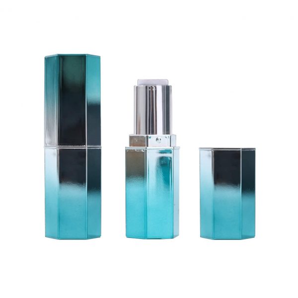 luxury 3.5g Silver Cyan Plastic Gradient Lipstick Tube Lip Gloss Tube
