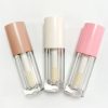 luxury 6ml PinkWhiteBrown Plastic Straight Brush Lip Glaze Tube