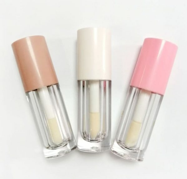 luxury 6ml PinkWhiteBrown Plastic Straight Brush Lip Glaze Tube