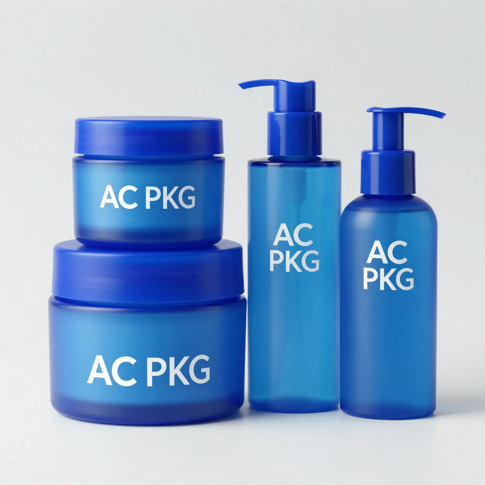 30ml petg blue color serum bottles 50ml petg cream jar 120ml petg toner bottles