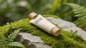 cosmetic tube with wooden cap