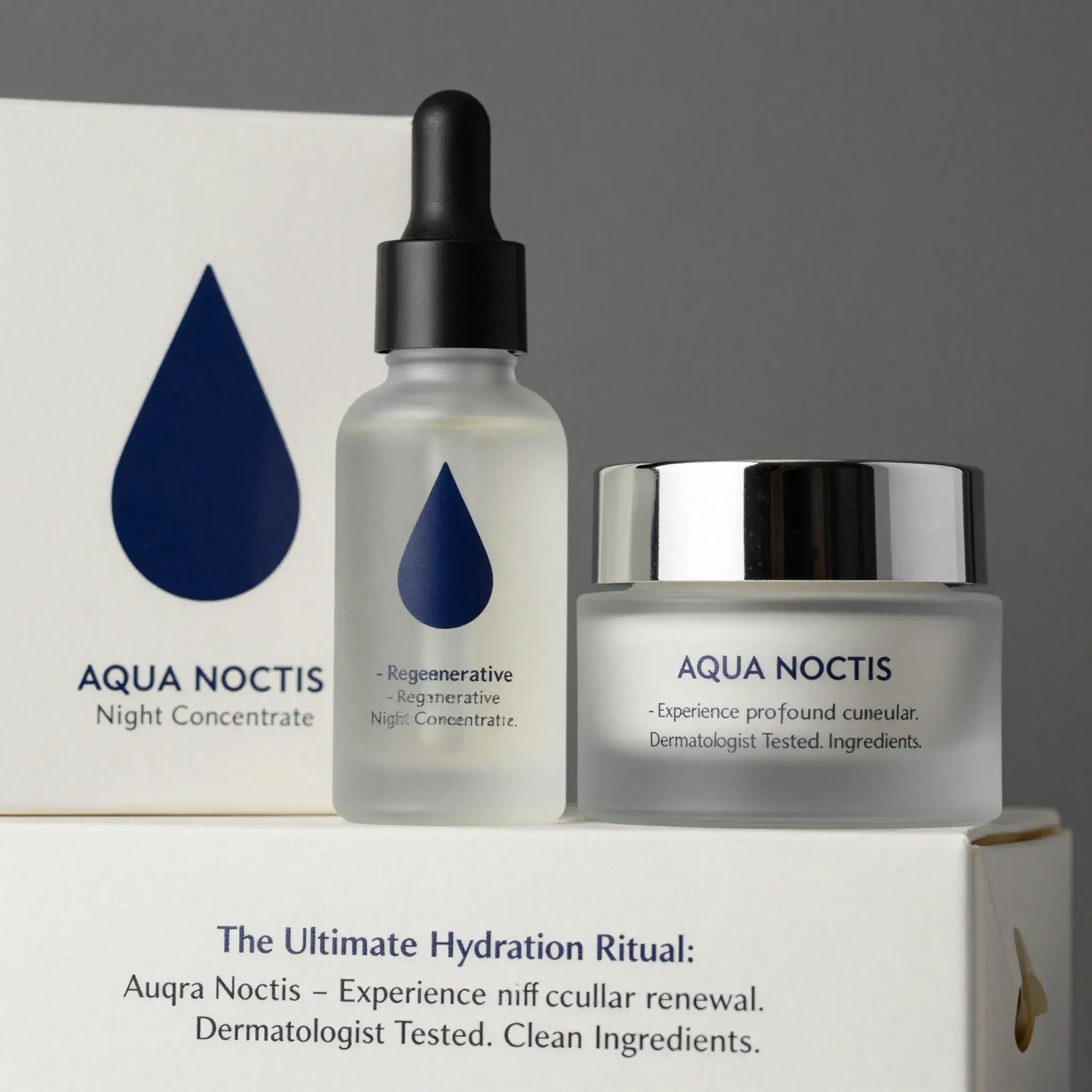 Sustainable cosmetic packaging for skincare: white monomaterial plastic pumps and branded night serum sets