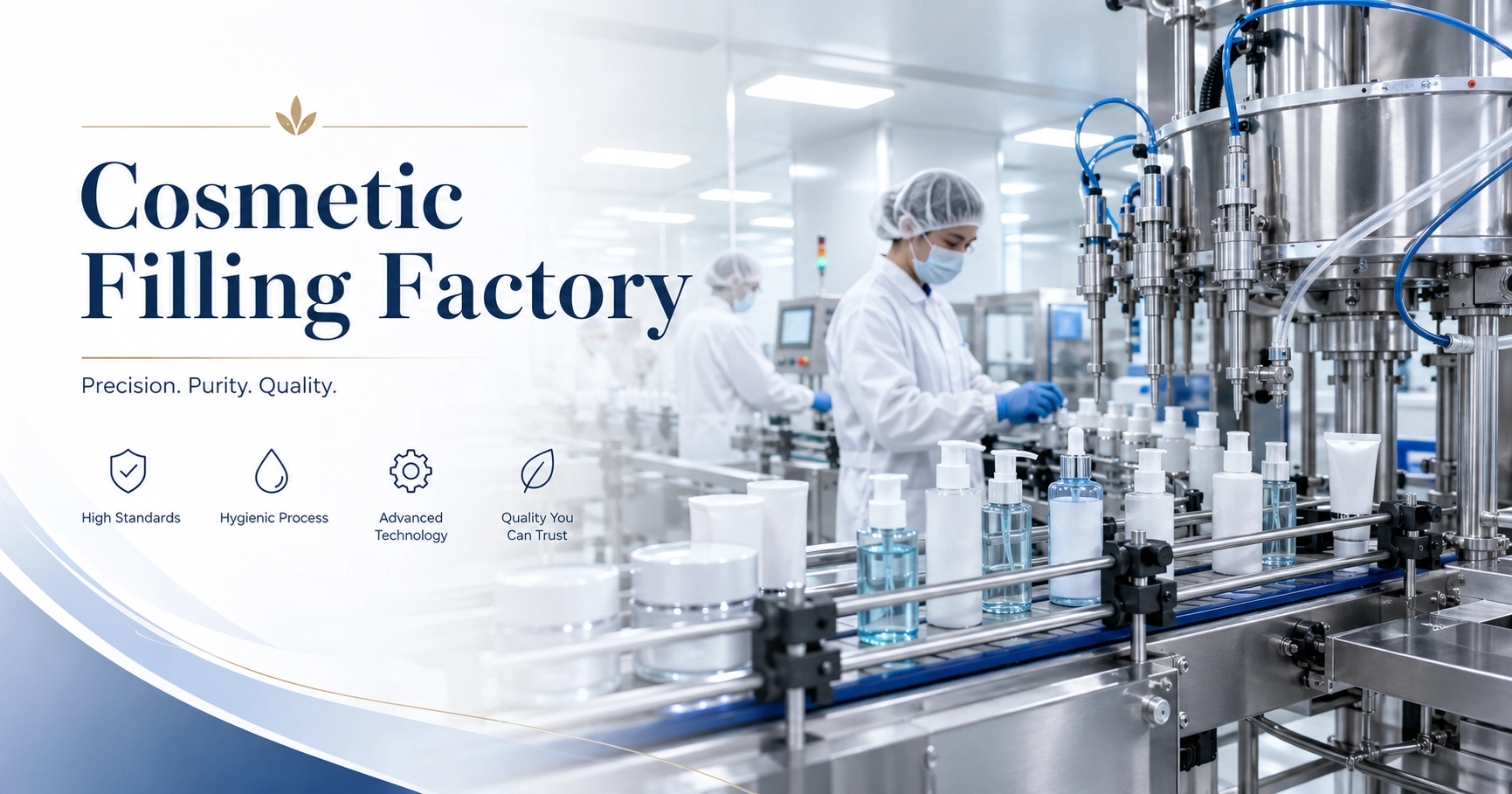 Cosmetic filling factory with clean production line