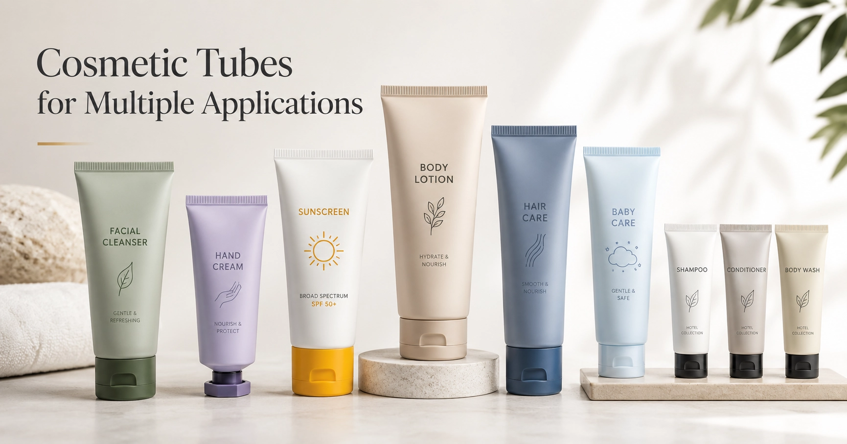 Custom cosmetic tubes for skincare and hotel care